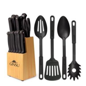 Kiso 18-Piece Knife Block Set in Black/Natural