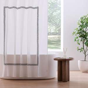 Anti-Allergen Savoy Cotton Shower Curtain White/Charcoal