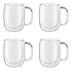 Sorrento 4pc Double Wall Glass Coffee Mug Set