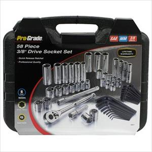 Pro-Grade 58-Piece SAE and Metric Socket Set with Case