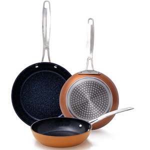 Duralon Blue 3pc Nonstick Fry Pan Set Rustic Copper