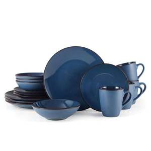 Pierce Blue 16pc Dinnerware Set