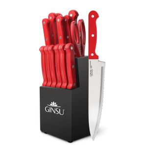 Kiso 14-Piece Knife Block Set in Red/Black