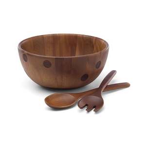 Deco Dot Salad Bowl w/ Servers