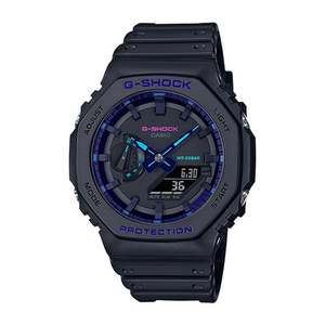 Mens G-Shock Virtual Black Resin Analog/Digital Watch Blue Violet Dial