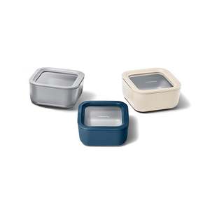 3pc Glass Food Container Set Multi-Color