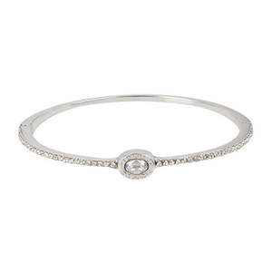 Signature Logo Pave Bangle Silver