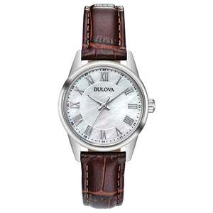 Ladies' Corporate Exclusive Brown Leather Strap Watch, MOP Dial