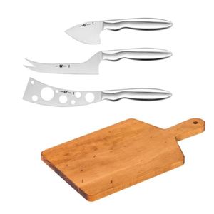 Zwilling 3-Piece Cheese Knife Set plus Maple Artisan Cheese Board