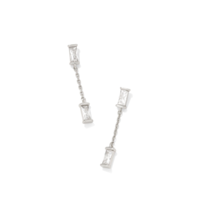 Kendra Scott Juliette Silver Drop Earrings in White Crystal