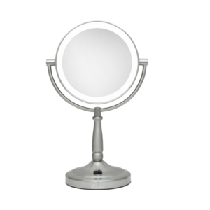 Zadro Cordless Dual-Sided LED Lighted Round Vanity Mirror 10X/1X Satin Nickel