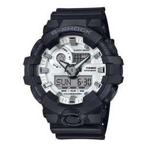 Men's G-Shock GA-700 Ana-Digi Black Resin Strap Watch, White Dial