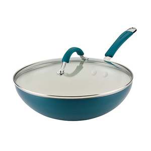 11" Cucina Ceramic Stir Fry Pan w/ Lid, Marine Blue