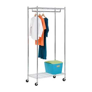 Heavy-Duty Rolling Garment Rack w/ 2 Shelves