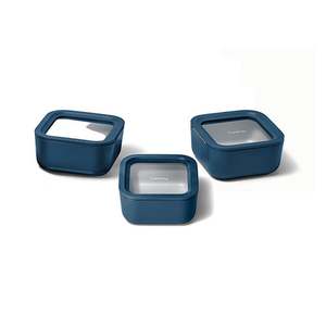 3pc Glass Food Container Set Navy