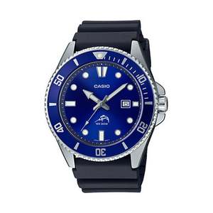 Mens Diver Inspired Black Resin Watch Blue Dial