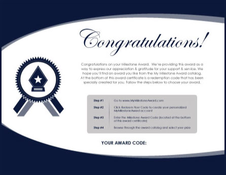 MyMilestoneAward Certificate Example